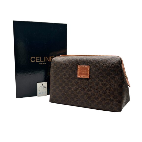 Vintage Celine Brown/Tan Macadam Cosmetic Bag and Clutch - Picture 5 of 6